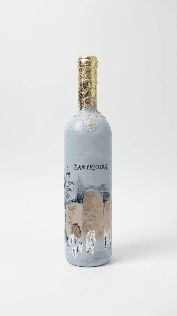 Painted wine bottle — unique artwork