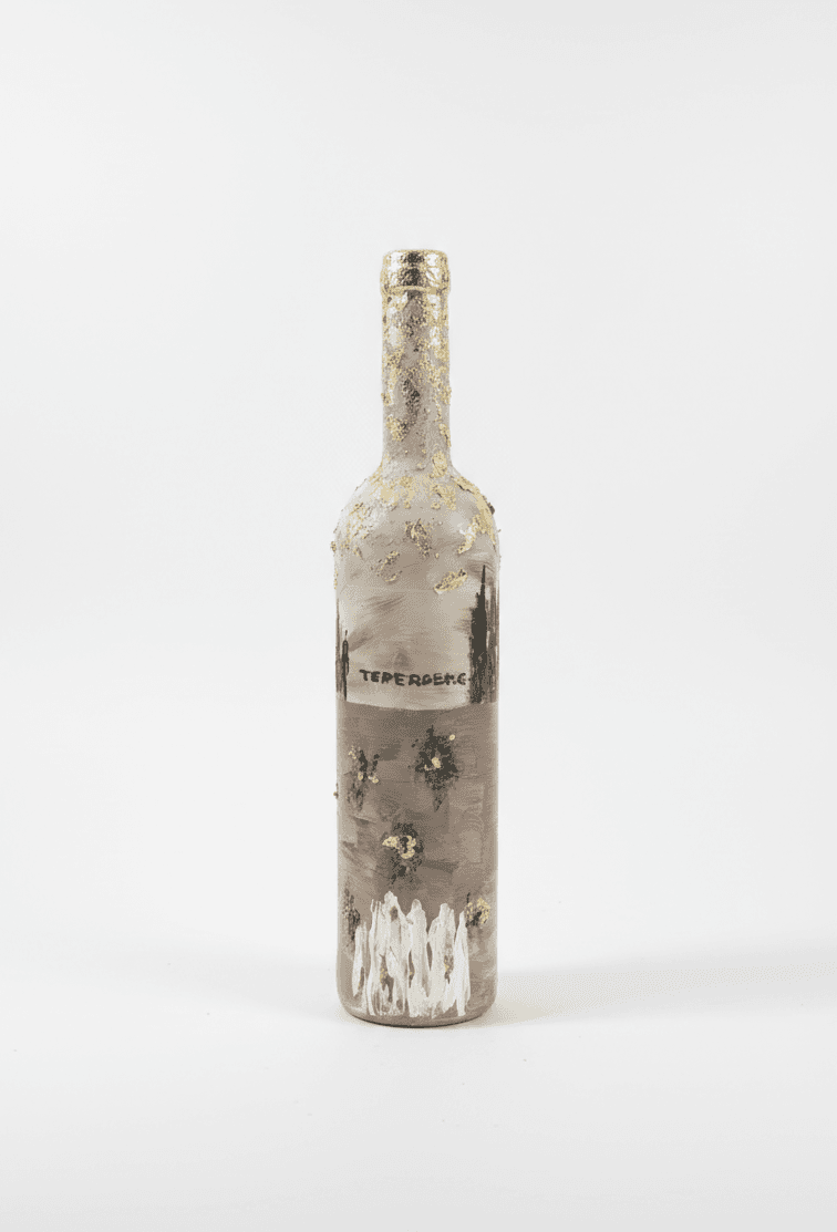 Hand-painted wine bottle centerpiece