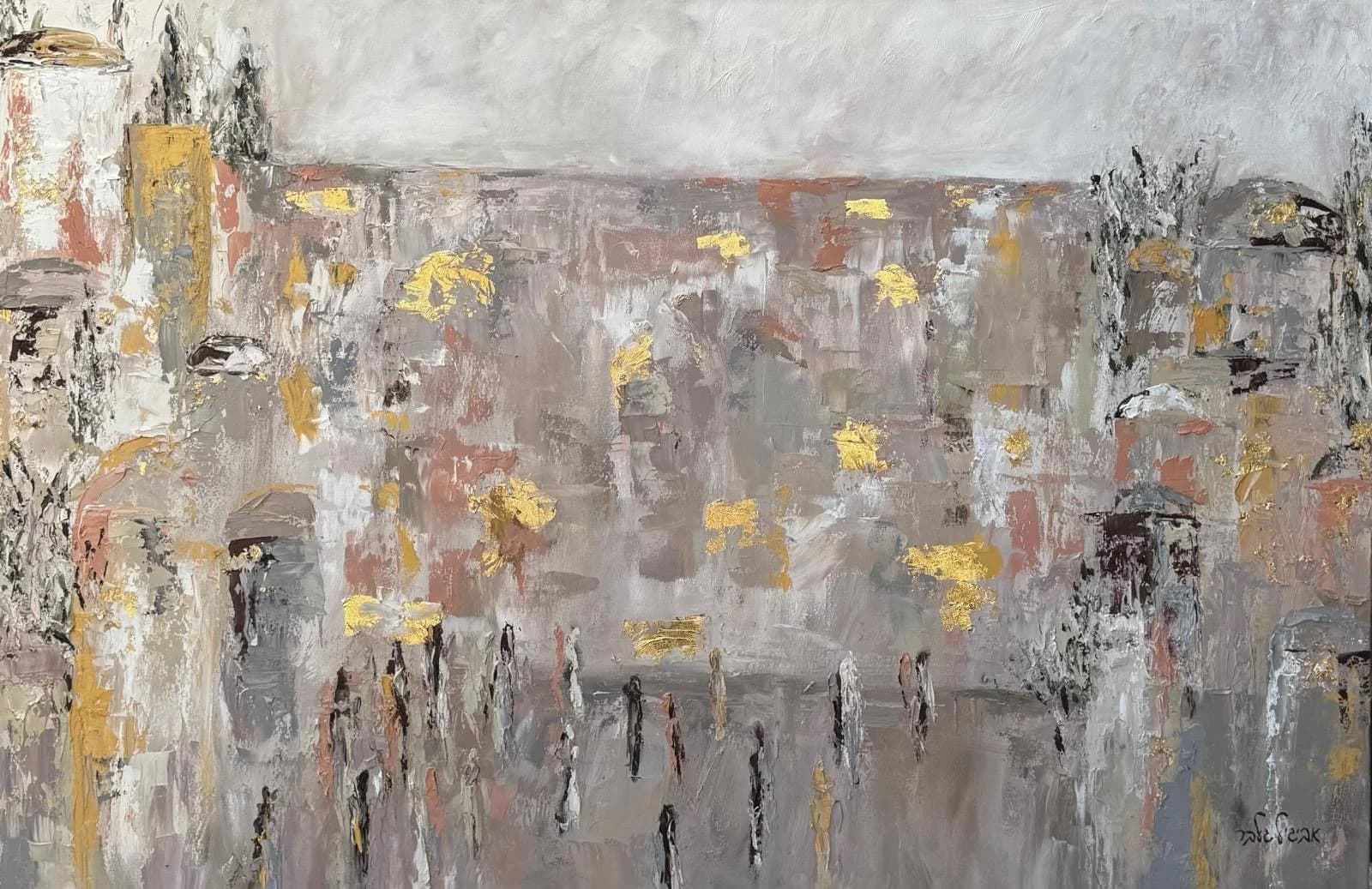 Impressions of the Kotel — Textured Oil Paint on Canvas 80x120 cm by New York artist Avigail Gelber