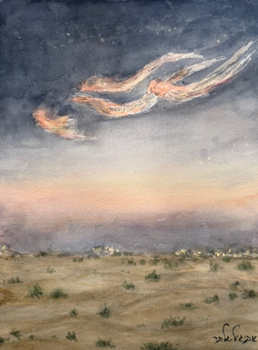 Guardian Angels — Watercolor on Paper by Jerusalem artist Avigail Gelber