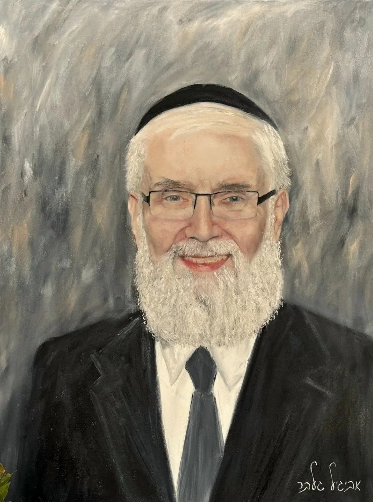 R' Meir Zlotowitz — Textured Oil Paint on Canvas 60x80 cm by Jerusalem artist Avigail Gelber