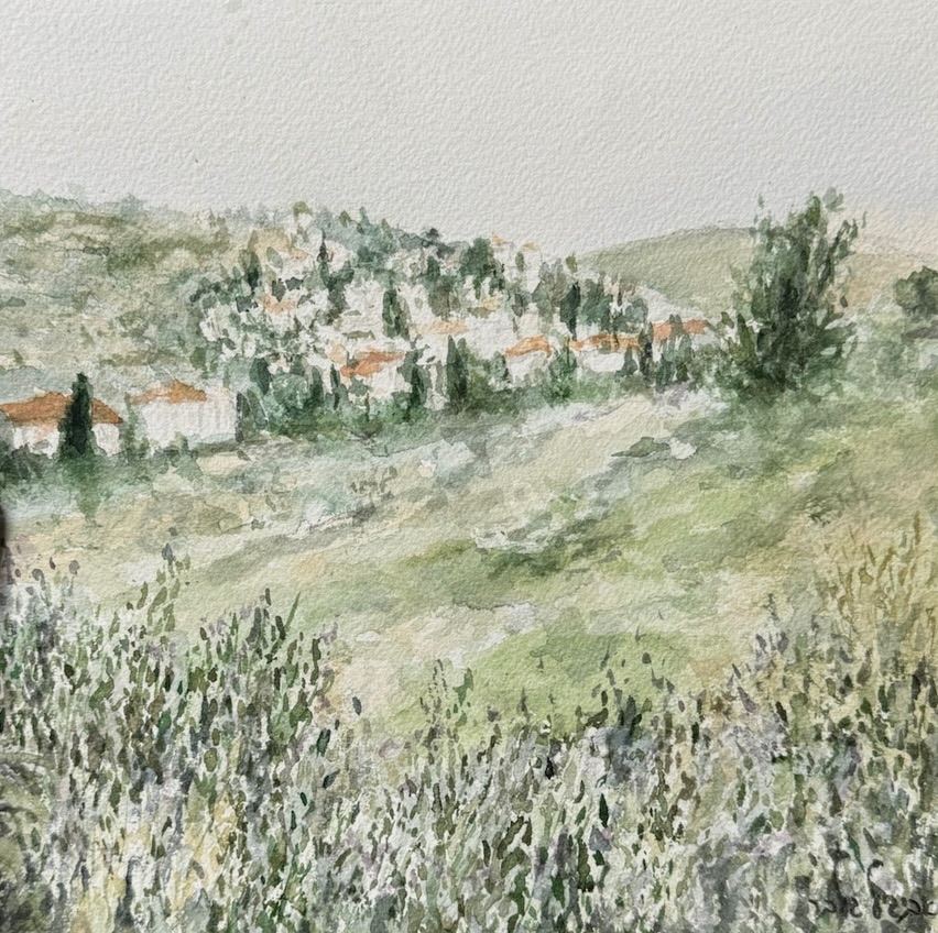 Hillside in Jerusalem — watercolour on paper by Avigail Gelber