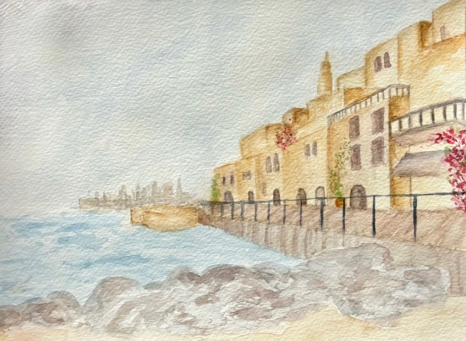 Old Jaffa — watercolour on paper by Avigail Gelber